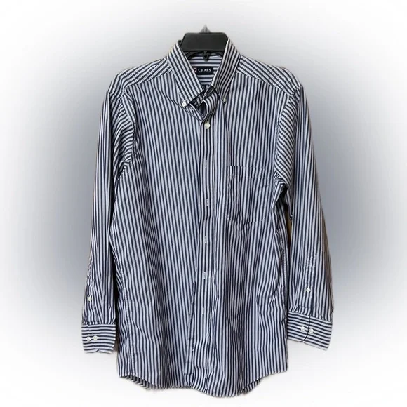 Chaps Shirts | Blue And White Striped Button Down Dress Shirt By Chaps. | Color: Blue/White | Size: M | Kittydidit2's Closet Chaps Shirts | Blue And White Striped Button Down Dress Shirt By Chaps. | Color: Blue/White | Size: M | Kittydidit2's Closet